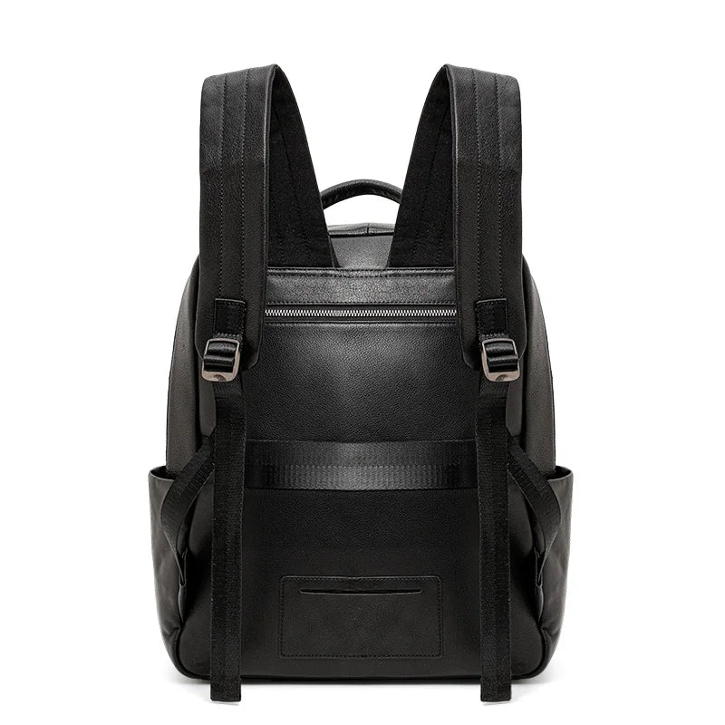 Aidanni Top-Grain Leather Men's Backpack, Large-Capacity Laptop Bag, Business Travel Casual Tourism Rucksack
