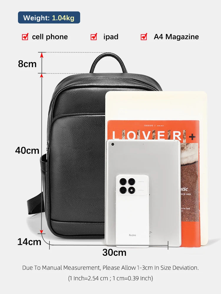 Zency Genuine Leather Women Backpack Multi-pocket 15inch Laptop Rucksack Travel Business Mochilas College University Bagpack