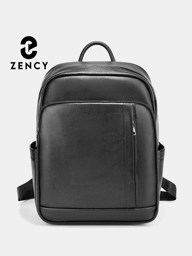 Zency Genuine Leather Women Backpack Multi-pocket 15inch Laptop Rucksack Travel Business Mochilas College University Bagpack